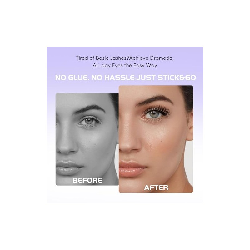 Self Adhesive Eyelashes Natural Look,Pre Glued No Glue Needed Reusable
