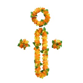 duoyif Hawaiian Necklaces, Hawaiian Flower Chain, Flower Chain, Hair Band, Bracelets, Grass Skirt, Party Costume Accessories, Flower Chain for Easter, St. Patricks, Cheerleading, Carnivals, Beach