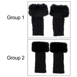 Bienvenu Women Fingerless Gloves Faux Fur Arm Warmers Winter Fingerless Mittens Black One Size, black