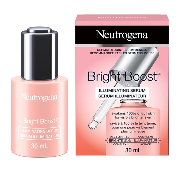 Neutrogena Bright Boost Illuminating Face Serum With Neoglucosamine & Turmeric Extract for Even Skin Tone & Resurfacing, Anti-Aging, oil-free, 30 Milliliters