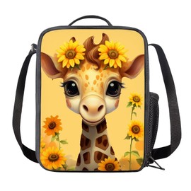 HELLHERO Sunflower Giraffe Lunch Bag for Girls Boys 6-8 8-10 Kids Lunch Box Insulated Lunchbag Meal Bento Bags for Elementary Kindergarten Preschool Women Teen Children Workout Picnic Trip Camping