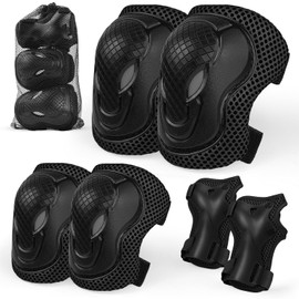 Children's Knee Pads, 2-6 Years, Adjustable Pads, Inline Skates, Sports Protectors, Elbow Pads, Palm Protection, Knee Pads for Children (Black, S)