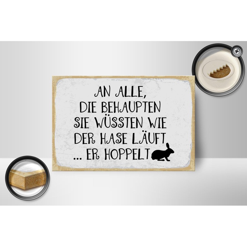 Femer Wooden Sign Saying 12 x 18 cm Der Hare