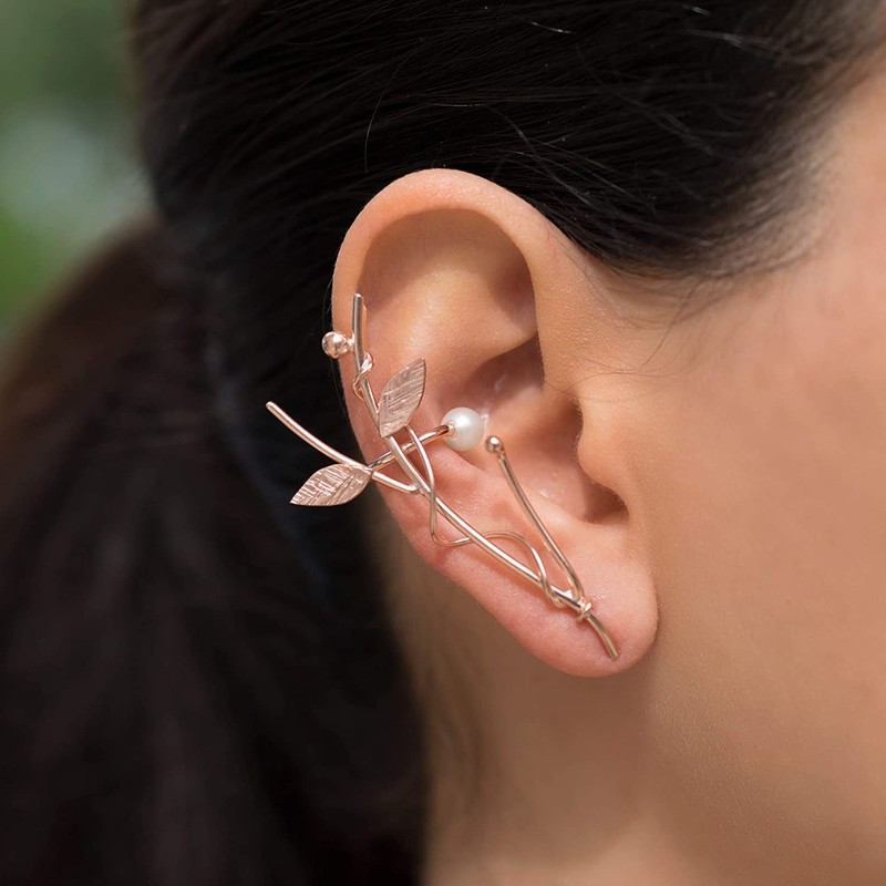 Links Gold Sterling Silver Elf Ear Cuff, Statement Earring, Wedding