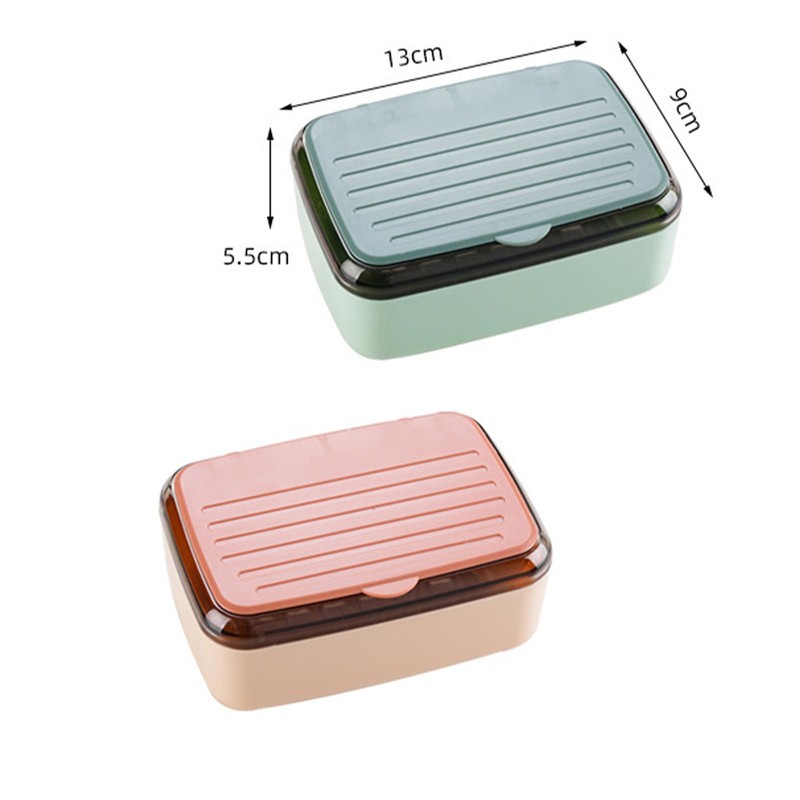 2 Pack Plastic Soap Holder with Drain Tray & Lid,Waterproof