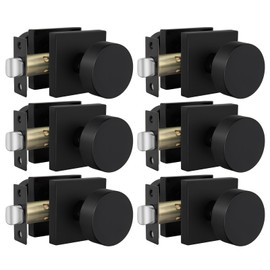 goldenwarm Black Door Knobs Closet, Zinc Alloy Square Ball Matte Black Passage Door Knobs for Hallways, Kitchens, Heavy Duty Passage Door Knob Bulk - Modern & Stylish(6 Pack)