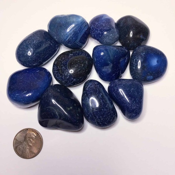 Pachamama Essentials Blue Agate Tumbled - Healing Stone - Crystal Healing 20-25mm (5)