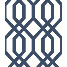 RoomMates RMK12015WP Navy and White Gazebo Lattice Peel and Stick Wallpaper
