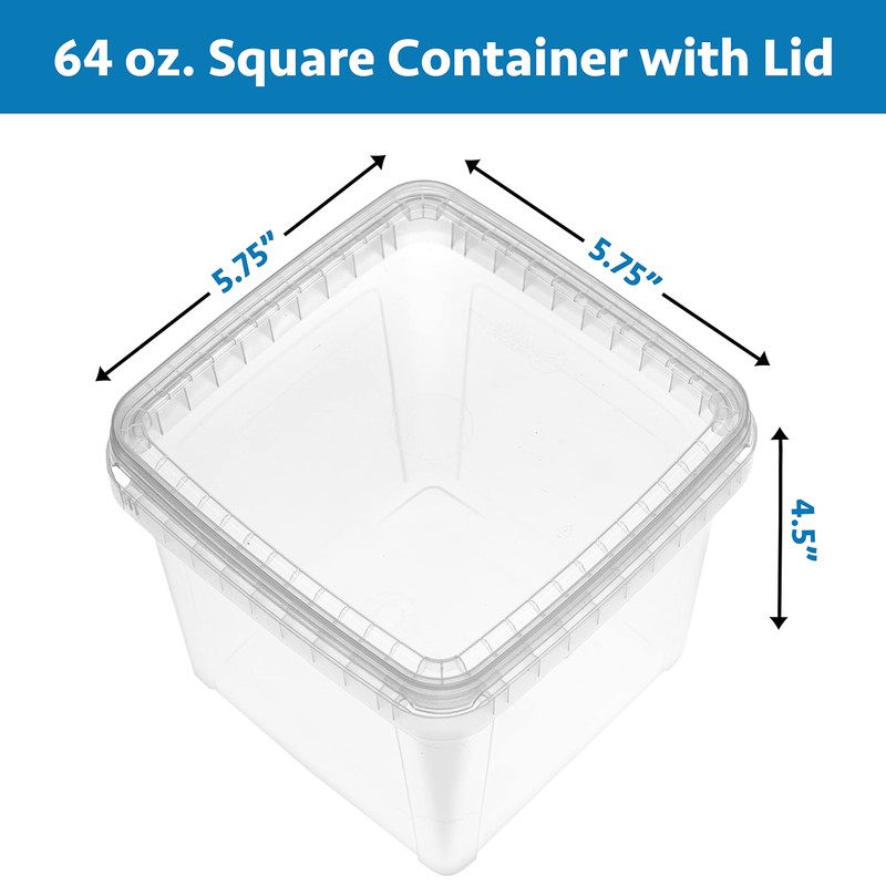 NYHI 64 oz 20 Large Pack Square Clear Deli Containers