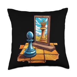 Pawn Queen Chess Player Mirror Reflection Potential Throw Pillow