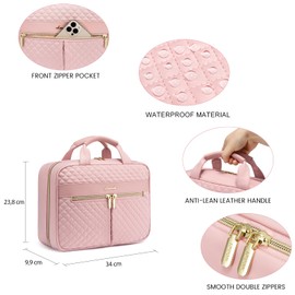 LOVEVOOK Large Toiletry Bag for Women, Toiletries Makeup Bags with Hook, Hanging Travel Wash Bag, Waterproof Cosmetic Organizer Ladies for Full Sized Container Vacation Essentials, Rose