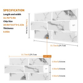 BUYBLIFE 16 Sheets 3D Tile Stickers, Self Adhesive Wall Tiles Peel and Stick Tiles Stick on Tiles Vinyl Backsplash Tiles Waterproof Retro DIY Tiles for Kitchen Bathroom (6"x12")