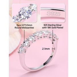 Ladylike U-Prong 7 Stone Moissanite Wedding Band for Women 925 Sterling Silver Half Eternity 1.4 Carat Stackable Promise Anniversary Engagement Ring for Her Size 6.5