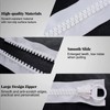 CRAFFANCY White Large Plastic Zipper, Teeth Heavy Duty Zipper for