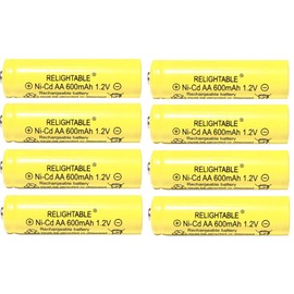 RELIGHTABLE Solar Light AA Ni-CD 600mAh 1.2V Rechargable Batteries (Pack of 8)