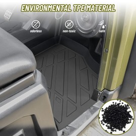 SAUTVS TPE Front Row Floor Mats Floor Liners for Polaris Ranger XP 900 / Ranger XP 570 & Full-Size Diesel 2013-2019 Accessories, All Weather Protection Slush Mats