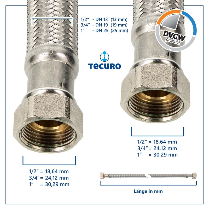 Reinforced hose DN 25-1 inch nut x 1 inch nut