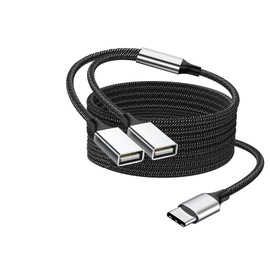 Fidioto USB C to Double USB Cable Splitter 6.6Ft, Type C to Two Type A Adapter for Laptop,Tablet, Telephone,Flash Disk Drive, Gaming Consoles