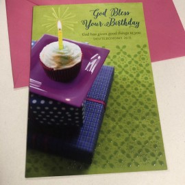 Joyfully Yours - A Dayspring Company For Your Birthday May God Shower You w/ Blessings 5"x7" Greeting Card Religious