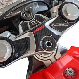 labelbike - 3D Aufkleber für Motorrad Lenkplattenschutz und Dekoration aus Harz kompatibel mit Aprilia RS 125 2021-2025 - Carbonfarbe