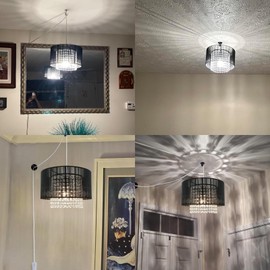 TISLYCO Plug in Chandelier, Plug in Chandelier Lighting with Long Cord 15ft and On/Off Switch, Hanging Pendant Light Plug in, Hanging Lamps That Plug into Wall Outlet for Bedroom Living Room