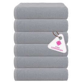 CASA COPENHAGEN Popcorn Textured 6 Pieces Small Bath Towel Set - Grey Voilet, 24" x 48", 550 GSM 6 Bath Towel Rough & Tough Use Cotton Towels Gift Set for Bathroom