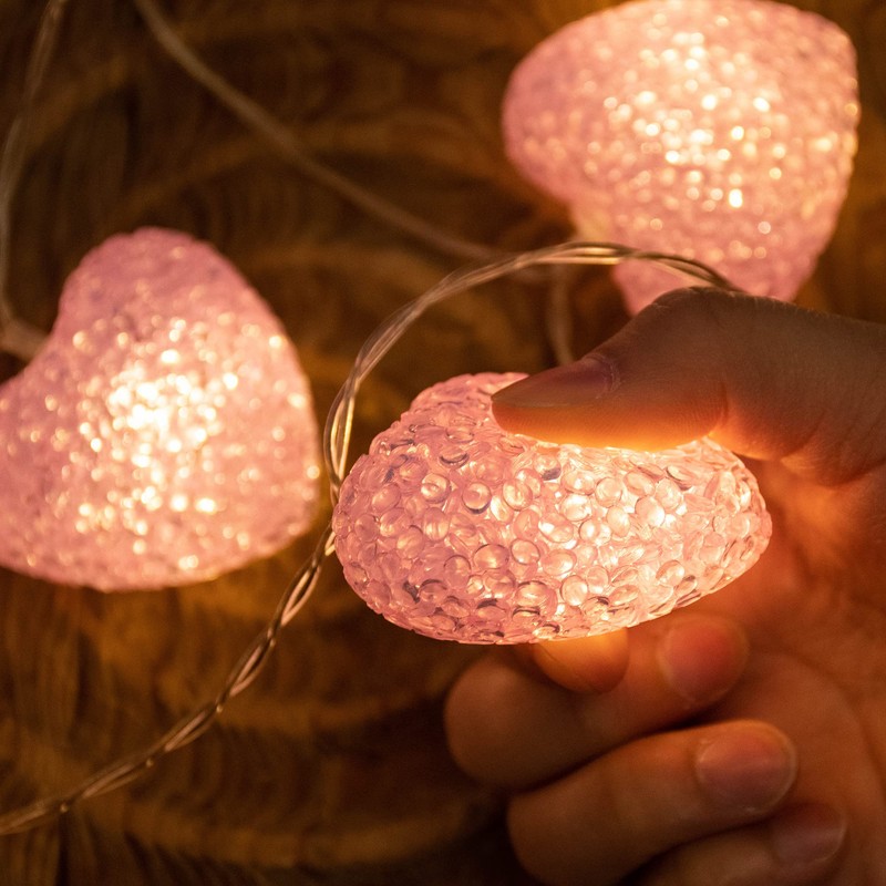 YOLIGHT Pink Heart String Lights, 6.5ft 10 LED Valentines Lights