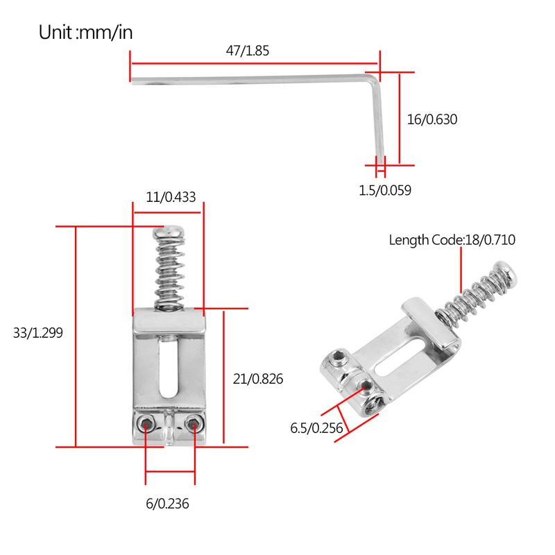 6pcs Chrome Plated Metal Bridge String Tremolo Saddle Part for