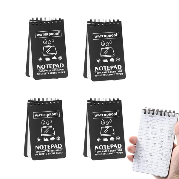 Dekori Notepad Mini Notebook, 4 pcs, Waterproof Ring Notebook, Stone