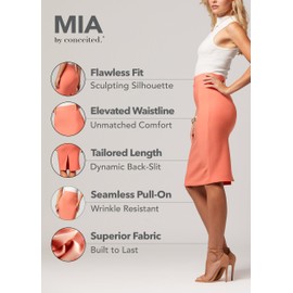 Conceited Skirts for Women - Pencil Skirt - Wear to Work - Midi Length in Regular and Plus Size - Many Colors - Classic Coral - Small