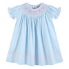 Lil cactus Blue and Pink Bow Smocked Bishop Dress, 6-12