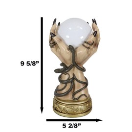Ebros Gift Wicca Psychic Fortune Teller Witch Oracle Hands with Slithering Snakes and Rotating Colorful LED Light Scrying Glass Gazing Ball Figurine Witchcraft Wiccan Witches Decor