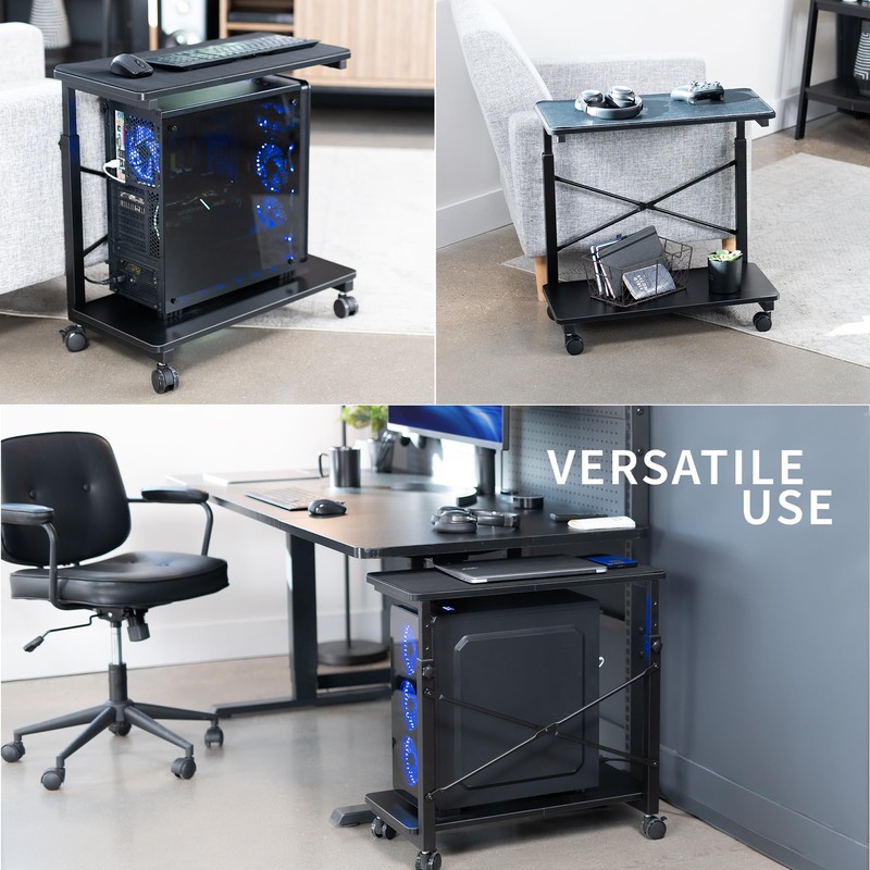 VIVO Large Mobile Adjustable PC Cart, Premium CPU Computer Tower
