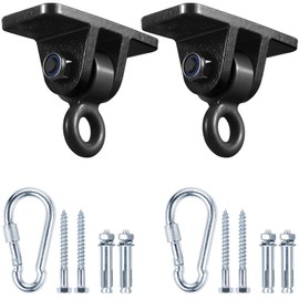 Swing Set Brackets, MDAIRC Heavy Duty Swing Hangers for Wooden Sets Playground Porch Indoor Outdoor & Hanging with Snap Hooks (2 Pack Black Swing Hook)