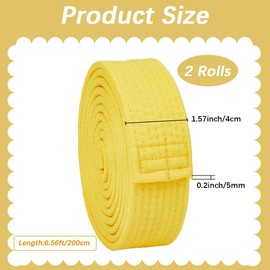 CREATCABIN 2Pcs Yellow Karate Belts Polyester Martial Arts Belt Judo Jiu-Jitsu TKD Aikido Uniform Ranking Belt Long Soft Universal Fit Belts Taekwondo for Men Women Sports Training Equipment 6.56ft