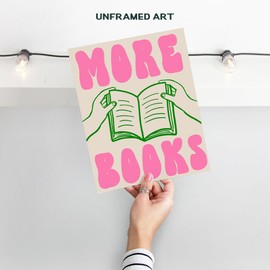 Classroom Wall Art - Reading Decor - Book Lovers Bedroom Decor - Book Club Girly Wall Art, Cute Trendy Reading Nook Decor - Bookworm Motivational Wall Art for Library - Bookish Gifts