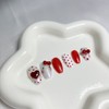 Magnetic Red Cat Nail Tips - Coffin Egg / 자석