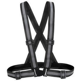 PATIKIL Reflektierende Sicherheitsweste, 1 Packung Hi-Vis Sicherheitswesten, Verstellbare hohe Sichtbarkeit Reflektierende Streifen für Verkehrssteuerung im Freien Joggen, Schwarz