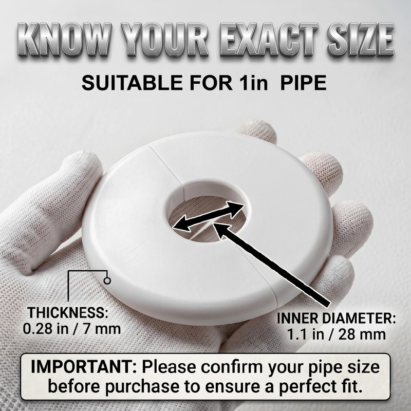 1 Inch Split Wall Flange Escutcheon Plate (2 Pack), Self-Adhesive