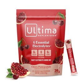 Ultima Replenisher Bebida En Polvo Con Electrolitos Diarios – Cereza Y Granada, 20 Sobres – Sobres de Hidratación Con 6 Electrolitos Y Minerales – Apto para Dietas Cetogénicas, Vegano, Sin Omg Ni Azúc