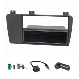 tomzz Audio 2456-011 Radio Fascia Set Compatible with Volvo S60 P24 XC70 P2 V70 P26 Anthracite Black with Radio Adapter ISO GT5 Antenna Adapter DIN ISO