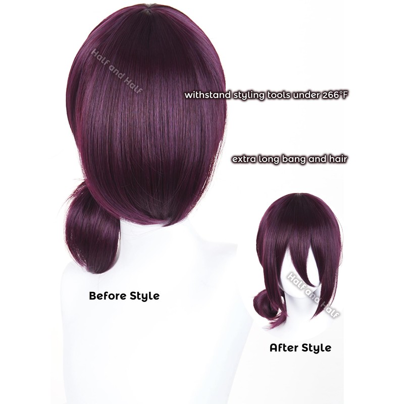 Reze Cosplay Wig Short Dark Purple Anime Cosplay Wigs with