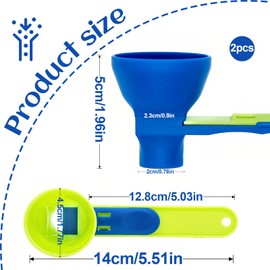 2 Pieces Funnel Gym Spoon, Funnel Scoop for Powder, Large Funnel Measuring Spoon, Measuring Tool for Liquids and Solids, Measuring Spoon for Cooking Measurements