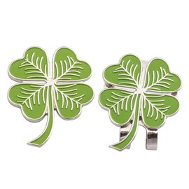 KICHOUSE 2 Pack Hat Clip Ball Markers Lightweight Alloy Magnetic Golf Accessories for Belt Visor Four-Leaf Design for Golfers