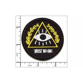 Patchwork Paradise All-Seeing Eye "Trust No One" Iron-On Embroidered Patch – Illuminati Symbol