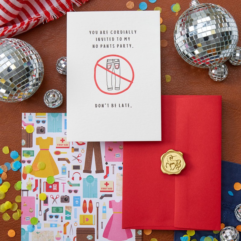 NIQUEA.D Valentine's Day Card, No Party Pants, Includes a Unique