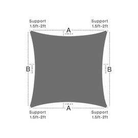 Vexoria Sun Shade Sail Canopy, 10'x 10' Rectangle 95% UV Block Shade Cover for Outdoor, Backyard Patio, Lawn, Garden, Sandbox Carpor Dark Gray