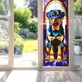 Decorative Rottweiler Stained Glass Window Film, Rottweiler Stained Glass Window Film for Bathroom Shower Door Heat Anti UV