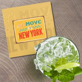 Unbranded Lets Move To New York Vintage 4'' X 4'' Square Wooden Coaster