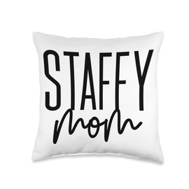 Staffy Mom Gifts Mom Amstaff Staffordshire Bull Terrier Staffy Dog Throw Pillow, 16x16, Multicolor